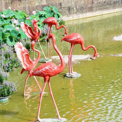 仿真火烈鳥，玻璃鋼仿生動物雕塑