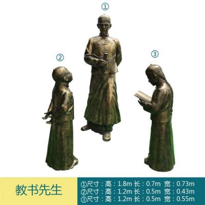 玻璃鋼仿銅戶(hù)外園林景觀教書(shū)的人物景觀擺件