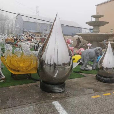 不銹鋼鏡面水滴雕塑 創(chuàng)意金屬景觀小品廣場公園綠地擺件