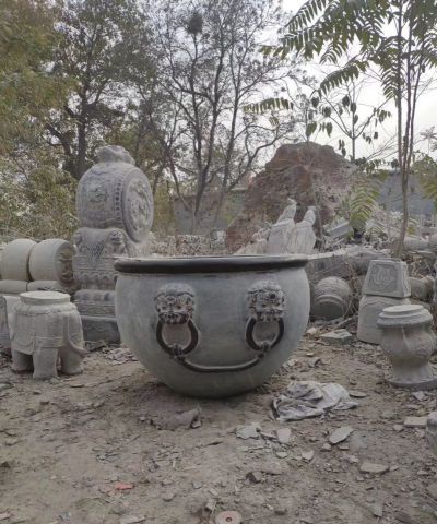 仿古園林景觀(guān)石雕水缸雕塑