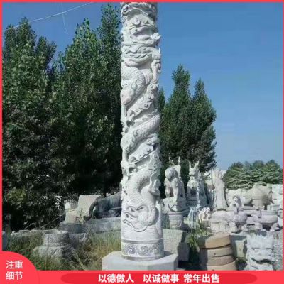 花崗巖石龍柱寺廟廣場(chǎng)石雕華表柱