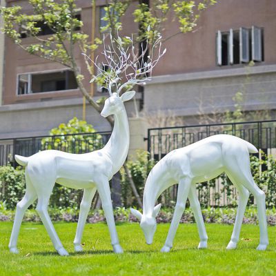 玻璃鋼鹿雕塑 室外白鹿仿銅梅花鹿動(dòng)物 抽象園林景觀裝飾擺件