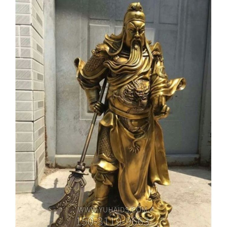 玻璃鋼噴金烤漆寺廟家用武財(cái)神雕塑