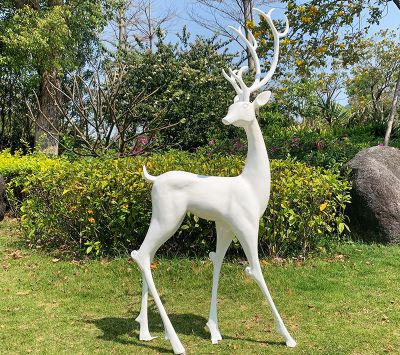 公園景區(qū)玻璃鋼白色梅花鹿雕塑