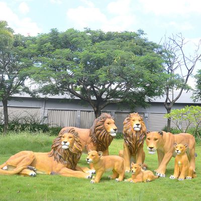 戶(hù)外草坪玻璃鋼仿真動(dòng)物園林景觀裝飾擺件獅子雕塑