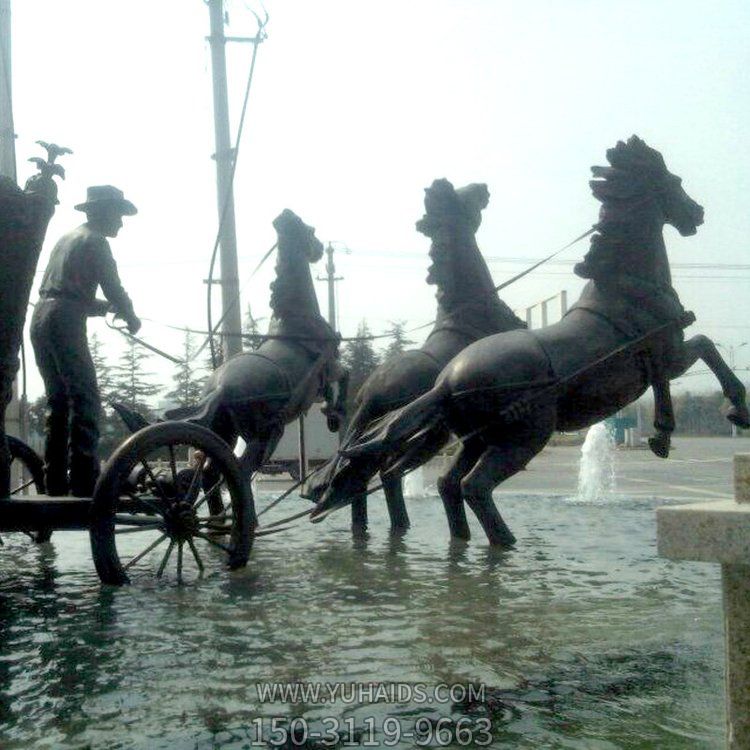 戶外園林景觀玻璃鋼仿銅馬車(chē)景觀雕塑