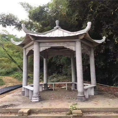 戶外公園大理石石雕涼亭擺件