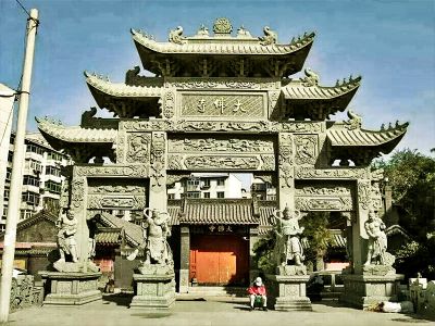 大佛寺廟仿古青石浮雕門樓石雕牌坊