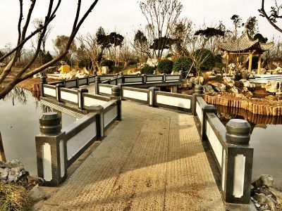 公園景觀石板橋芝麻黑欄板扶手