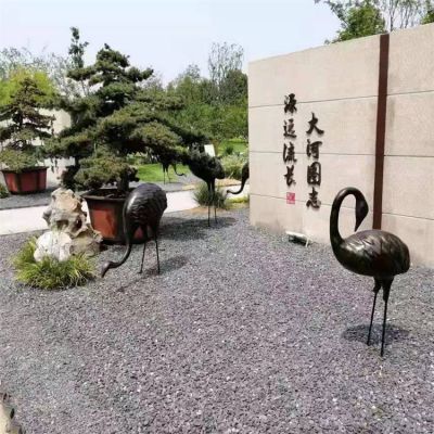 仿銅生態(tài)園動(dòng)物園抽象仙鶴雕塑