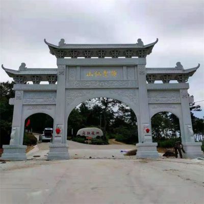 新農(nóng)村建設(shè)大型中式漢白玉石雕牌坊