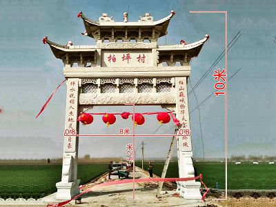 新農(nóng)村建設(shè)單門三樓浮雕工藝石牌樓